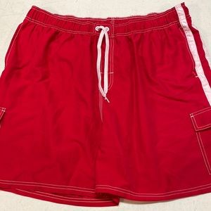 Norty Mens Red Swim Shorts